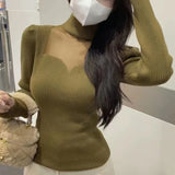 Women Knitwear Autumn and Winter Mesh Hollow Sweater