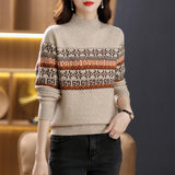 Women Knitted Pullover Turtleneck Sweater Women's Red Short Knitted Top