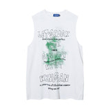 Men Vest Summer Letter Graffiti Vest Loose Sleeveless T-shirt