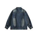 Unisex Jacket Retro Washed Workwear Denim Jacket Loose Denim Jacket