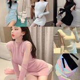 Women Maxi Dress Autumn Winter Sexy Hip Knitwear Dress Woolen Skirt