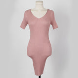 Women Dresses V-neck Short Sleeve Dress
