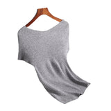 Women Knitted T-shirt Autumn Summer Sexy Slim Knit T-shirt