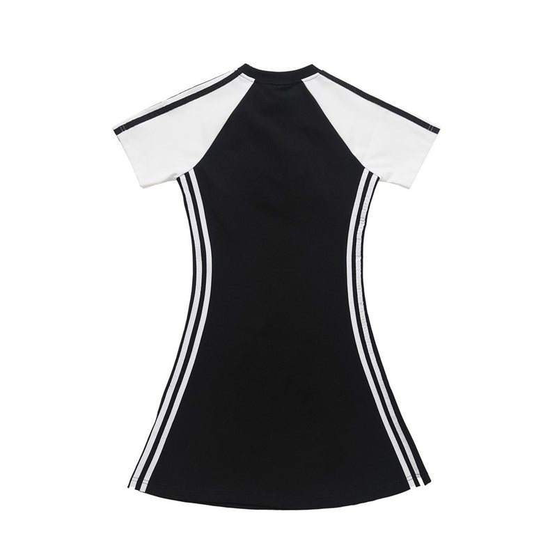 Women Dresses Letter Print Contrasting-Color Dress