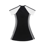 Women Dresses Letter Print Contrasting-Color Dress