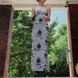 Women Dresse Vintage Ink Print Dress Sexy Slim-Fit Suspender Dress
