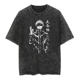 Loose cotton washed old cartoon style T-shirt