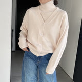 Women Knitted Two-Piece Set Turtleneck Vest Cardigan Knitted Two-Piece X3050