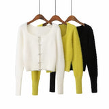 Women Sweater Knitwear Autumn Leisure Sexy Short Plush Square Collar Sweater Sweater