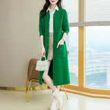 Women Knitwear Autumn and Winter Double-Breasted Knitted Cardigan Loose Overcoat