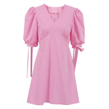 Women Dress Dress Women's Autumn Simplicity Loose Puff Sleeves A- line Skirt