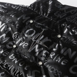 Unisex Winter Cotton Coat Dazzling Letter Stand-up Collar down Jacket
