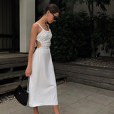 Women Dresses Knitted Square Collar Sling Dress