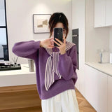 Women Knitted Pullover Crew Neck Sweater Autumn Winter Sweater Top