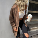 Women Knitted Sweater Autumn Long Sleeve Solid Color Sweater Coat