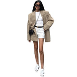 Women Trench Coat Autumn Winter Retro Khaki Blazer