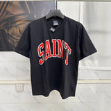 Mens T-shirts Saint Micheal arch logo letter print vintage short sleeve T-shirt