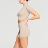Women T-shirt Sexy Slim Fit Turtleneck T-shirt Short Top