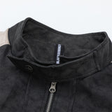 Men Jacket Coat Stitching Motorcycle Clothing Leather Coat Men's Spring and Autumn Retro Loose PU Leather Jacket