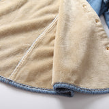 Women Jacket Autumn and Winter Loose Vintage Fleece-Lined Denim Shirt