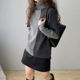 Women Winter Knitted Sweater Autumn and Winter Turtleneck Pullover Retro Loose Knitted Top 8t3099