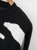 Women Sweater Knitwear Loose Sweater Women's Autumn Cloud Printed Long-Sleeved Sweater Top