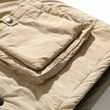 Unisex Winter Cotton Coat Three-Dimensional Pocket Decoration Loose Cotton Coat Vintage Corduroy Lapel Cotton-Padded Jacket