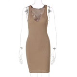 Women Dresses Spring Sexy U Collar Short Sleeveless Dress