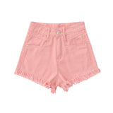 Women Shorts Pink Raw Edge Denim Shorts