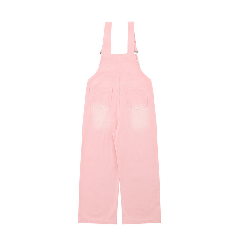 Women Pants Pocket Embroidered Denim Overalls