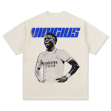 Mens Vintage Football T-Shirt Vintage Vini Jr Vinícius Printed Short Sleeve T-Shirt Washed