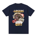 Losers Quit Gambling Meme Graphic T Shirt Men's Vintage