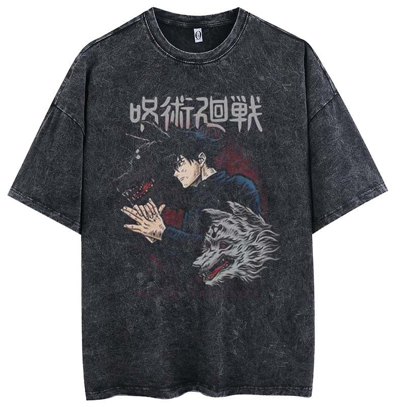 Pure cotton washed old animation printed cartoon T-shirt