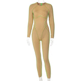 Women Jumpsuit Spring Slim-Fitting round Neck Sexy Backless Zipper Jumpsuit