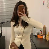 Women Knitted Pullover Spring and Autumn Sweater V-neck Slim Fit Sweater