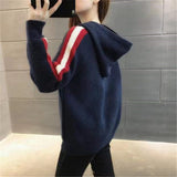 Women Knitwear Autumn and Winter Hooded Pullover Sweater Loose Casual Sweater