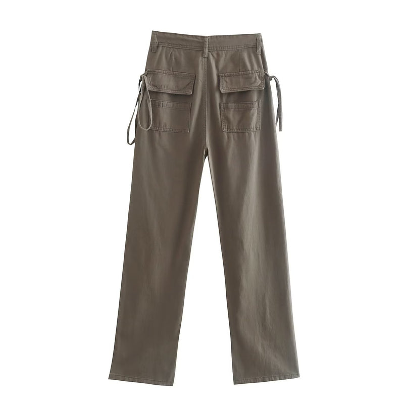 Women Sweatpants Retro Overalls Casual Wide-Leg Trousers