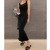 Women Dresses V-neck Sling Vest Dress Sleeveless Maxi Dress