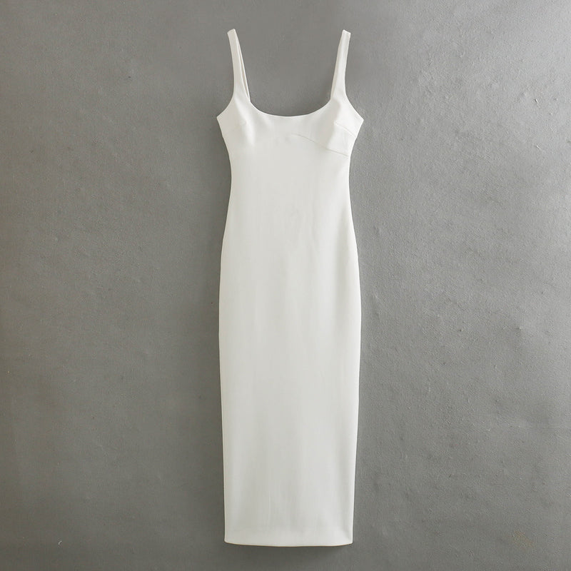 Women Dresses Summer Shoulder Strap round Neck Dress Slim Fit Sexy Dress (Xds0414)