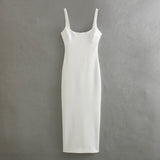 Women Dresses Summer Shoulder Strap round Neck Dress Slim Fit Sexy Dress (Xds0414)