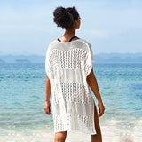 Women Knit Beach Cover Knit Cutout Blouse Beach Cover-up