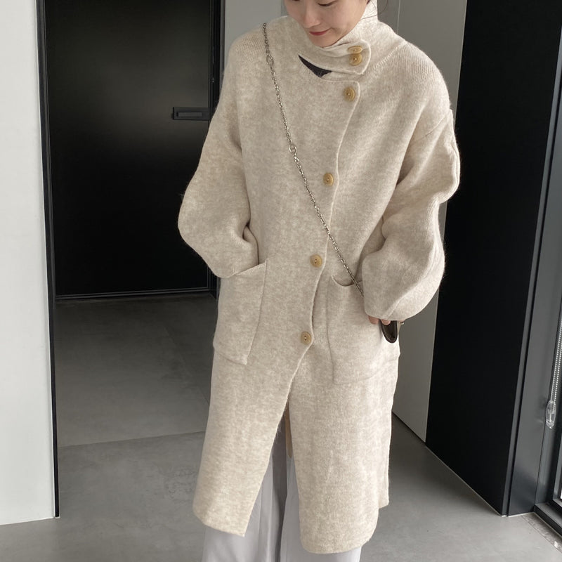 Women Cardigan Sweater Autumn and Winter Sweater Coat Button Turn-down Collar Coat Az2218