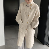 Women Cardigan Sweater Autumn and Winter Sweater Coat Button Turn-down Collar Coat Az2218