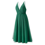 Women Date Dress Summer Sexy Tulle Skirt V-neck Dress Dress