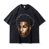 Asap Rocky T Shirts Washed Vintage Hip Hop Short Sleeve Print