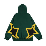 Men Jacket Coat Five-Pointed Star Stitching Jacket Men's Spring and Autumn Hat Hooded Jacket