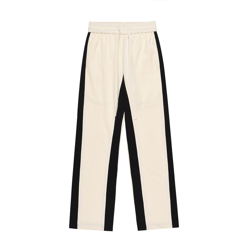 Men Sweatpants Color Matching Stitching Casual Trousers Loose Casual Straight-Leg Wide Leg Sweatpants