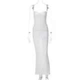 Women Dresses Mesh Camisole Slim Fit Slit Dress