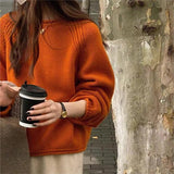 Women Knitted Pullover Casual Knitted Sweater Autumn and Winter Loose Soft Cover