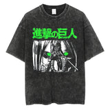 2024Japanese Anime Graphic T Shirt Black Washed T-Shirt